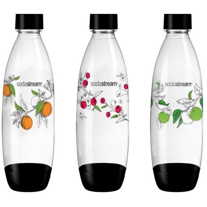 Pack de 3 bouteilles de gazéification grand modèle SODASTREAM - Motif aléatoire Winter Flower