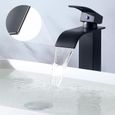 Mitigeur de lavabo Cascade Noir Haut Robinet Vasque à Poser Carré en Laiton pour Salle de Bain - AURALUM-1