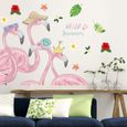 1 Pc flamants roses autocollant mural dessin animé créatif stickers muraux pour chambre salon   STICKERS - ADHESIVE LETTERS-1