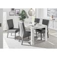 Table extensible COLOMARMO, coloris blanc effet marbre - Idéal pour une salle à manger design et tendance-1