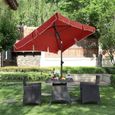 SONGMICS Parasol Rectangulaire 200 x125 cm, UV 50+, Protection Solaire, Inclinable, Toile Polyester, sans Socle, Rouge GPU025R01-1