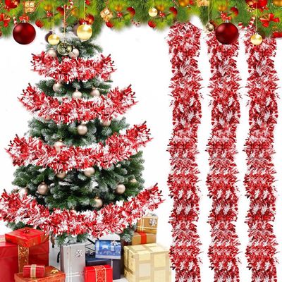 Guirlande Sapin 10M Vert Foncé Avec 24 Nœuds Rouges - Décoration Noël Intérieur Extérieur Escalier Et Porte Deco Noel Classique