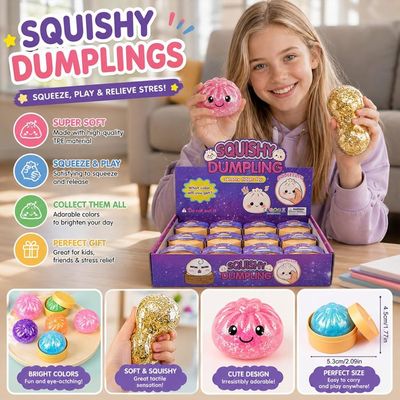 Squishy Dumpling Anti-stress Avec Panier Vapeur - 9,5 Cm - Retour Lent - Cadeau Kawaii - Couleur Aléatoire