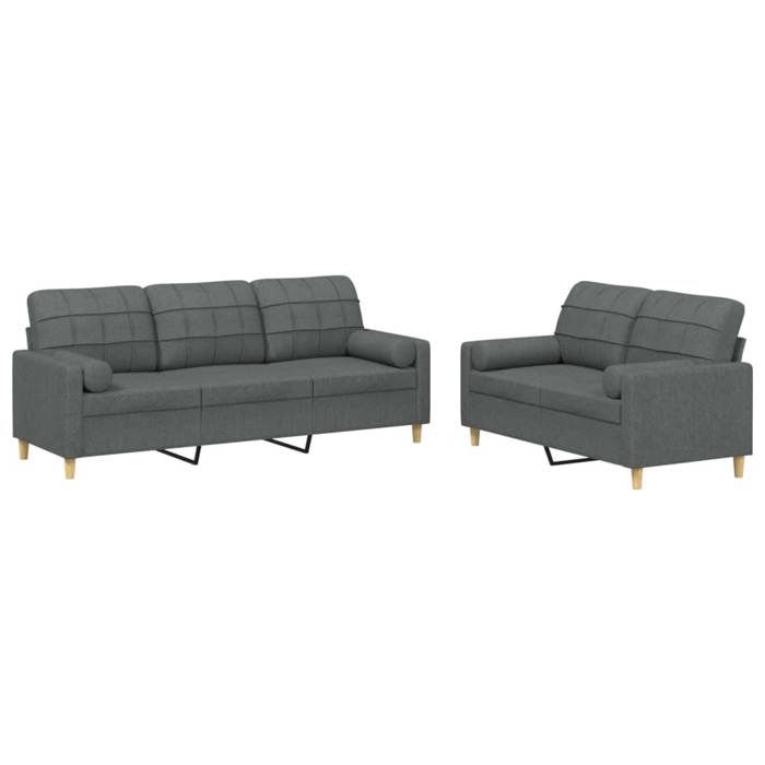 *NEW Sofa Couchage Classique Ensemble de canapés 2 pcs coussins gris