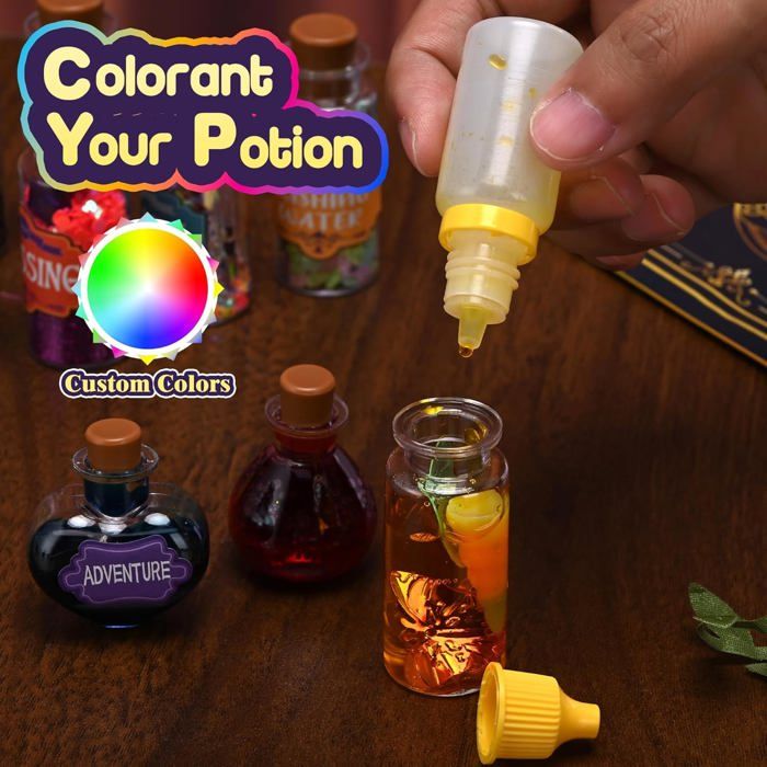 TEBOKHAD Kit Potion Magique Enfant – 25 Flacons, Chaudron, Recettes, Réactions Chimiques, Cadeau 6-12 Ans