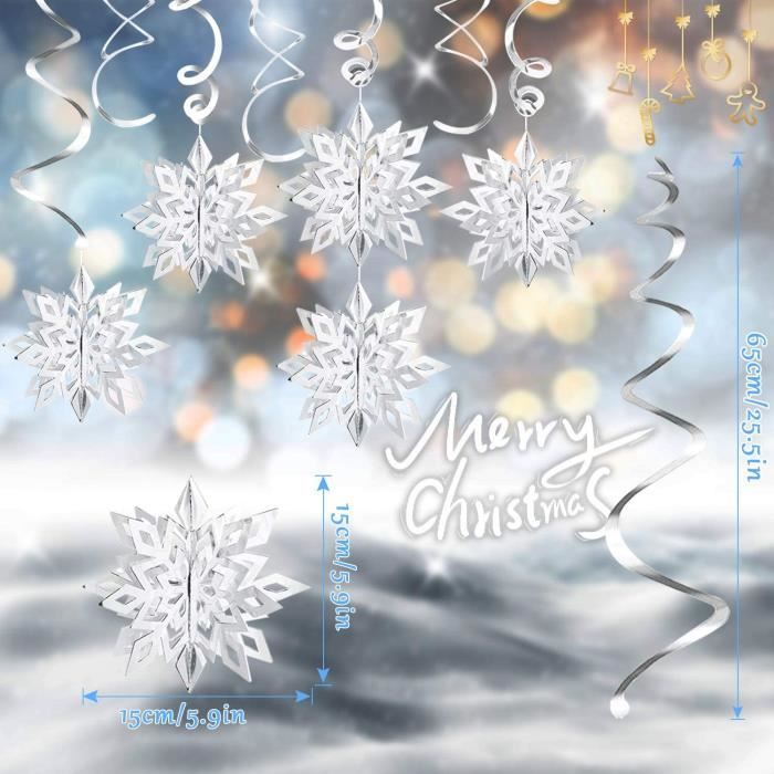 Oblique Unique® Lot De 6 Flocons De Neige 3D - Cristaux De Glace - Décoration De Noël Et D'hiver - Turquoise