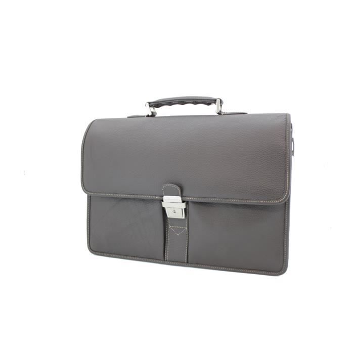 Cartable Vintage En Cuir Camel Gérard Henon - Taille Large (40.5x28 Cm) - Occasion Bon État - Sac Homme