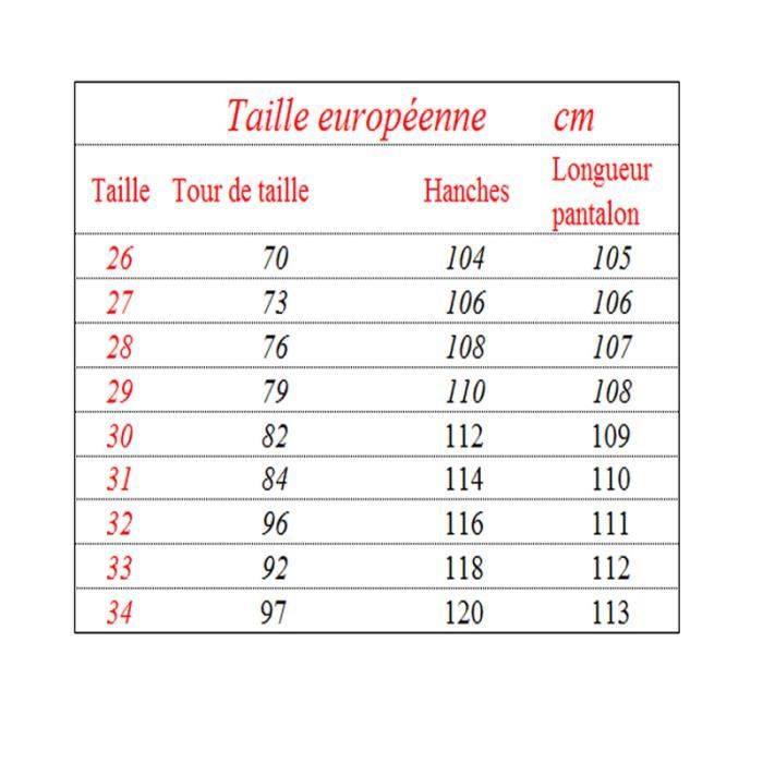Jean taille 33 correspondance on sale