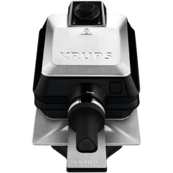 Gaufrier Krups FDK252 – Prépare 2 Gaufres épaisses, Plaques Antiadhésives, Rangement Vertical Et Câble Intégré, Noir