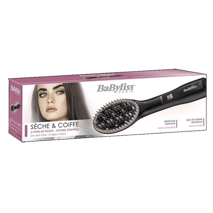 Brosse soufflante plate BABYLISS AS140E Noir 3D Styling Control Fonction ionic 2 temperatures Cdiscount Electromenager
