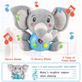 Peluche Interactive L'éléphant, Jouet Musicaux Jouets Sonores avec Musique et Lumières, Jouet éducatif pour Enfants Bébé 6 Mois Plus-2