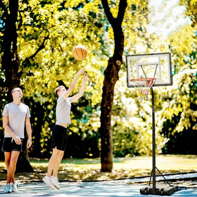 Panier De Basket-Ball Sur Pied Pour Bord De Piscine Poteau Panneau Base De Lestage Sur Roulettes Hauteur Reglable 16 18 M Noir Blanc 22501616