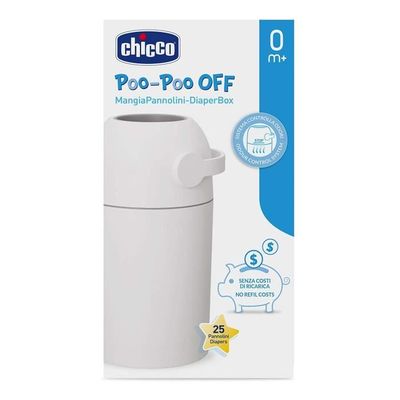 Poubelle à Couches Chicco Anti-Odeur - Pliable, Sans Recharge - Utilise Sacs Normaux - Grande Capacité