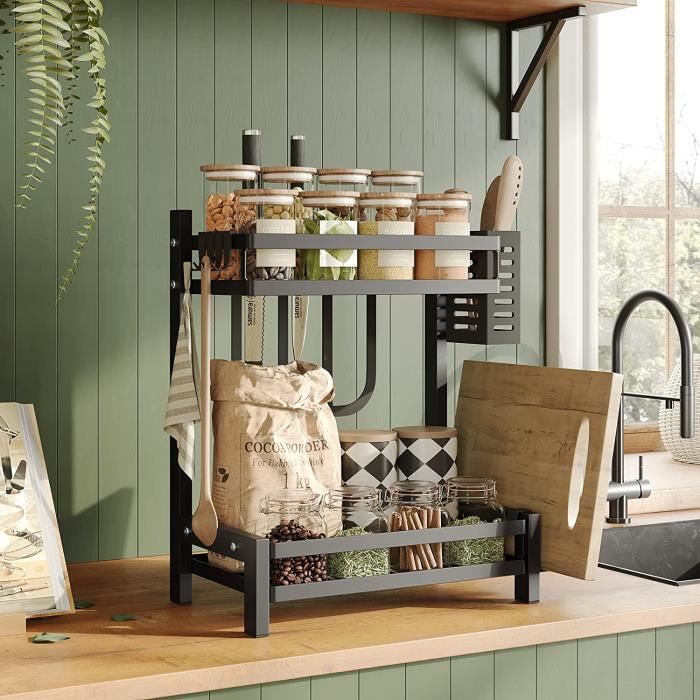 Étagère à épices à 4 niveaux sur pied - Comptoir en métal - Organiseur pour petites bouteilles d'assaisonnement - Peut contenir 24 bouteilles pour comptoir de cuisine, placard, garde-manger