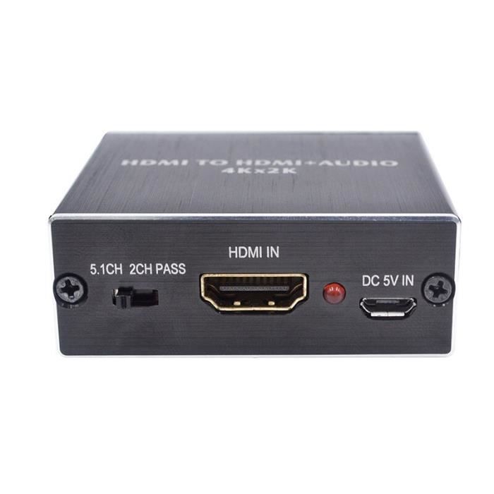 Extracteur Audio HDMI Vers Optique/3.5mm - 4K 60Hz - Pour TV, PS4, Décodeurs - Coque Métal