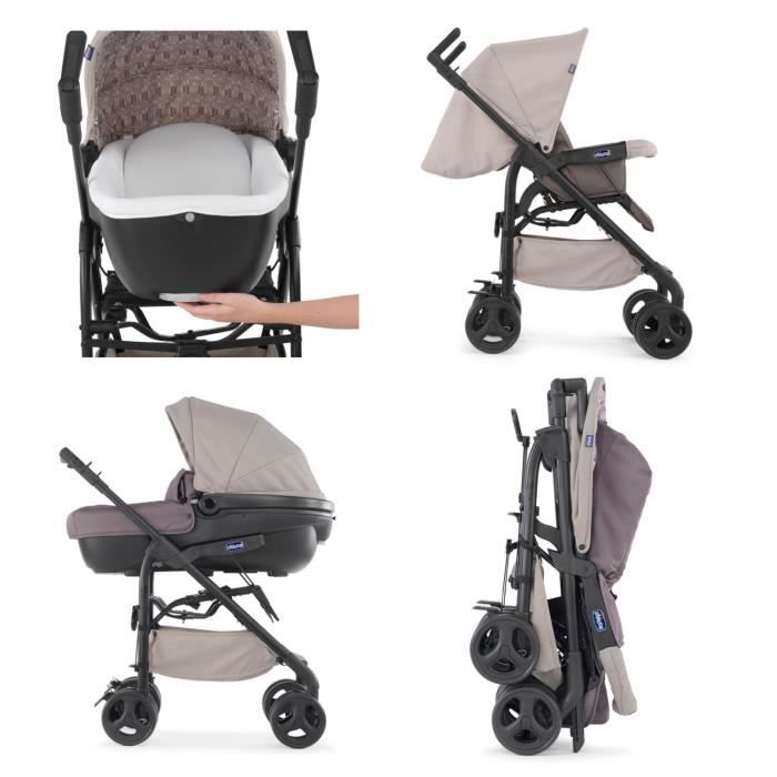 TRIO CHICCO POUSSETTE COMBINÉE 3 EN 1 STYLEGO UP BEBECARE PURE BLACK EN  PROMOTION