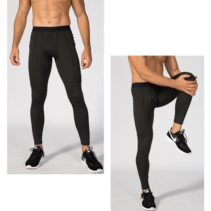 Legging Sport Homme Pantalon de Fitness Avec Poche Zippée de