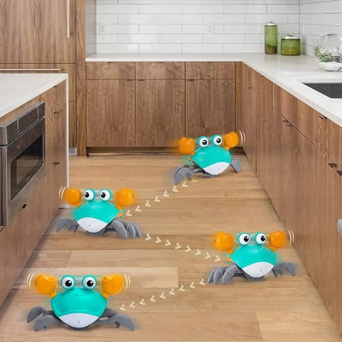 Jouet Crabe Qui Marche Bébé - Jouet Rampant Musical Rechargeable Avec Lumière, Idéal 3 à 12 Mois