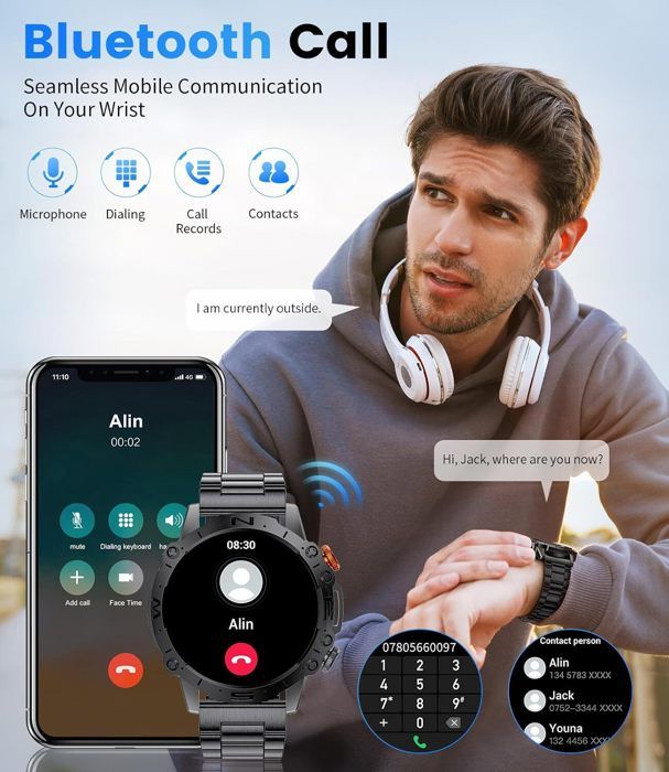 Montre Connectée, Smartwatch Sport Multifonctions Etanche IP68