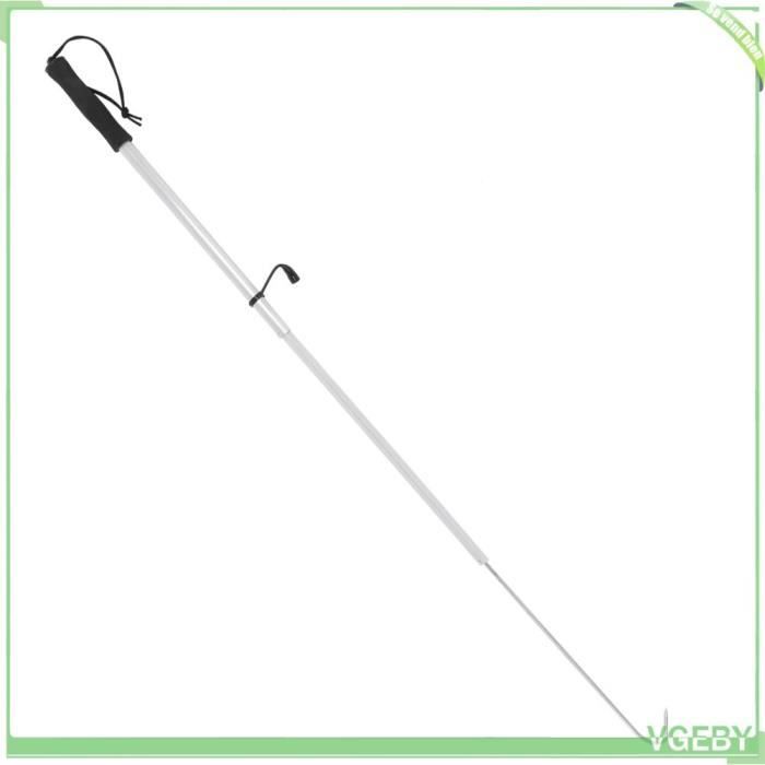 KOMCLUB Gaffe Télescopique - Crochet De Bateau Marin 140cm Perche Télescopique En Aluminium Avec Perle Lumineuse Poignée Longe De Pêche Antidérapante