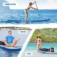 COSTWAY Stand Up Paddle Board Gonflable 325x76x16CM PVC Pagaie Réglable Pompe Leash de Sécurité Aileron Bleu Sac pour Enfant/Adulte-3