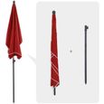 SONGMICS Parasol Rectangulaire 200 x125 cm, UV 50+, Protection Solaire, Inclinable, Toile Polyester, sans Socle, Rouge GPU025R01-3