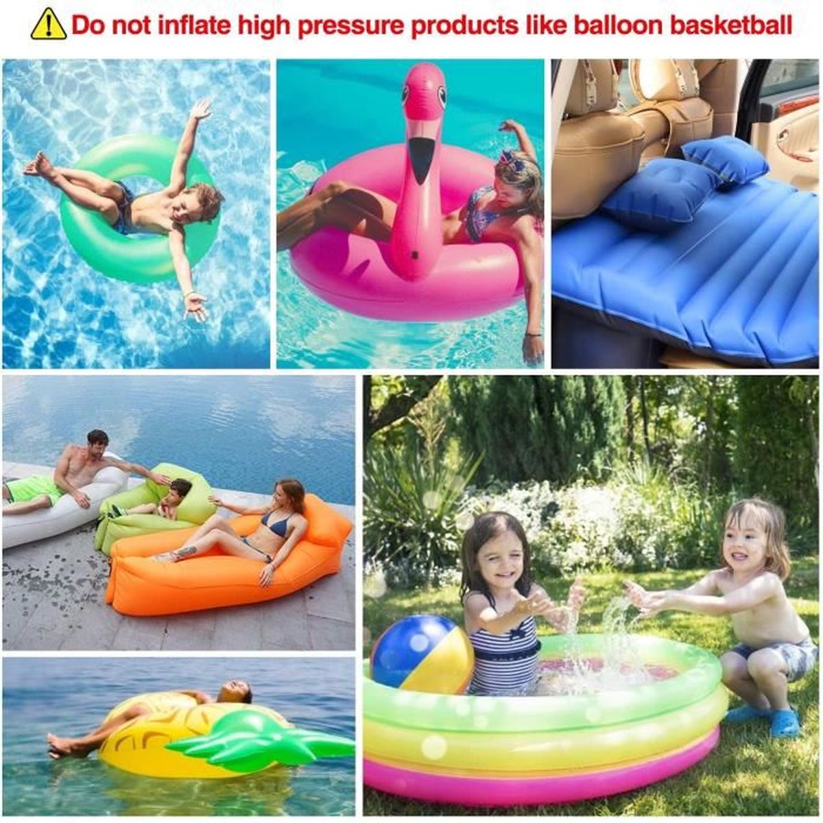 Pumteck Pompe /à Air /Électrique,gonfleur Electrique,2 en 1 Rechargeable Gonfleur//Degonfleur avec 4 Buses pour Matelas Gonflable,Anneau De Natation,Jouet Gonfl/é,Ballon De Yoga,Camping Int/érieur Et