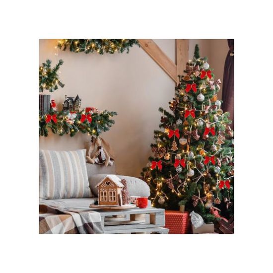 Lot De 50 Nœuds Rouges Pour Sapin De Noël - Décorations Festives 6.5x5.5 Cm