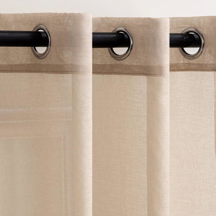 Lot De 2 Rideaux Courts Semi-Transparents En Toile De Jute Naturel - 96,5 X 137,2 Cm - Filtrage Lumière Parfait