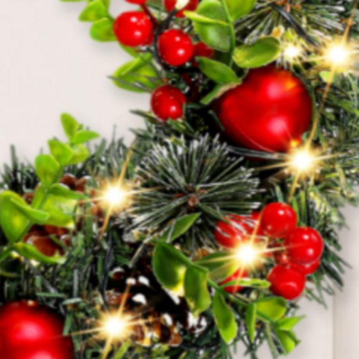 Uten Couronne De Noël Artificielle Diamètre 60CM - Guirlande Porte D'Entrée Avec Pommes De Pin