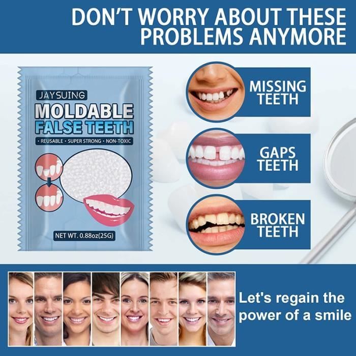 Kit de réparation de dents manquantes temporaires, 25g, fausses dents — free download