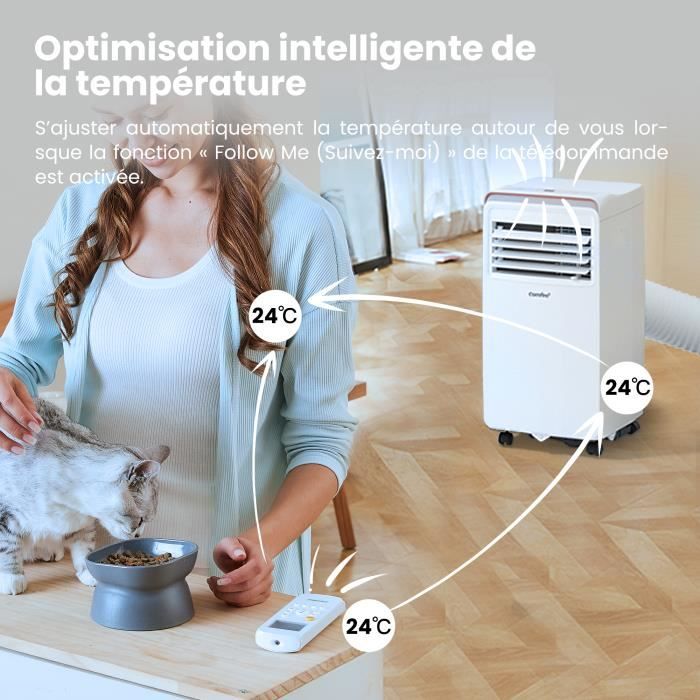 Comfee Climatiseur Mobile 3-en-1 - Ventilateur - Déshumidificateur - 7000  BTU/h Pour