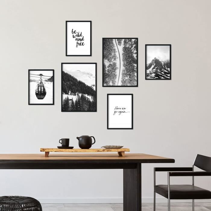 Ensemble De 6 Posters Décoratifs Noir Et Blanc Décoration Murale