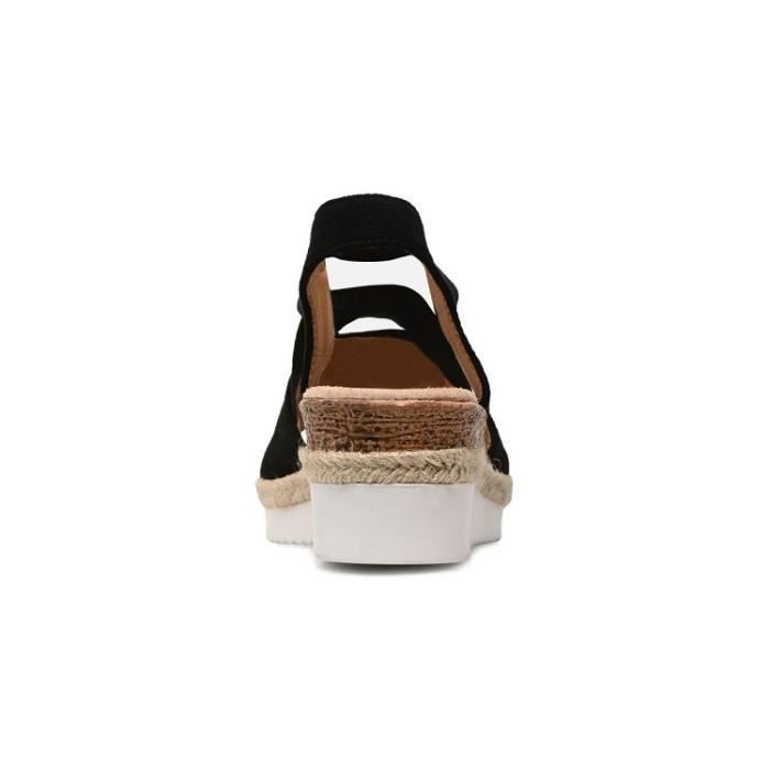 Sandales femme LPB DONATIANE talon compens 5.5cm cuir noir