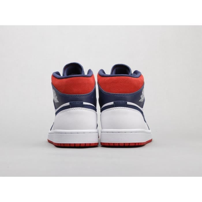 Jordan 1 blanche shop bleu et rouge