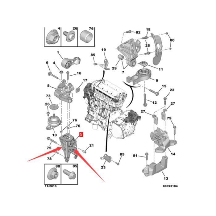 Citroen 4 Clips, Butees Elastique De Fixation De Cache Sous Moteur Citroen C4 C5 C8 Peugeot 307 308 407 508 607 807