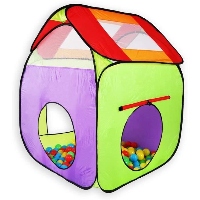 Maison Jeu Bébé Pop-up Tente De Jeu Enfants 3-en-1 Avec Tunnel – Maison + Cube + Tunnel – Intérieur & Extérieur – Pop-up
