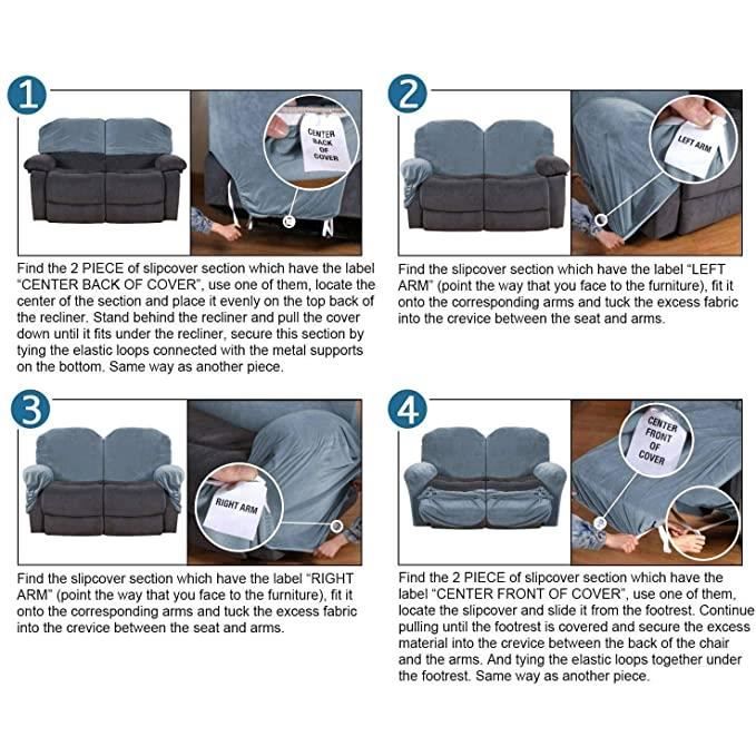 FANSU Housse de Fauteuil Inclinable et Canapé, Lot de 2 Extensible Couvre Accoudoirs - Protection Antidérapante pour Accoudoir de Canapé, Housses