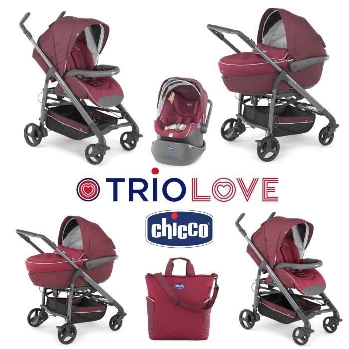 CHICCO Poussette combin e 3 en 1 TRIO LOVE Bordeaux Cdiscount