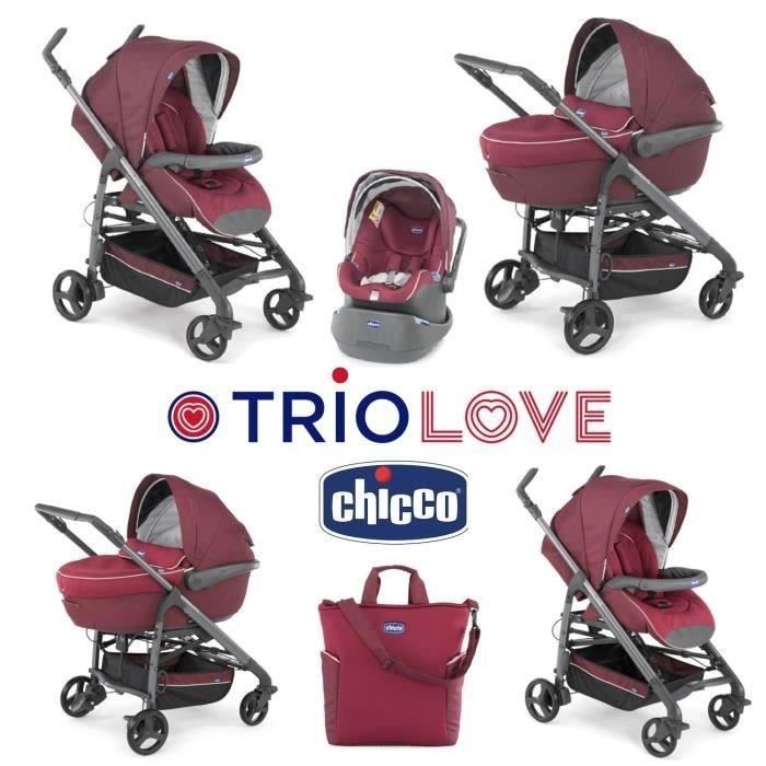 CHICCO Poussette combinée 3 en 1 TRIO LOVE Bordeaux - Cdiscount  Puériculture & Eveil bébé