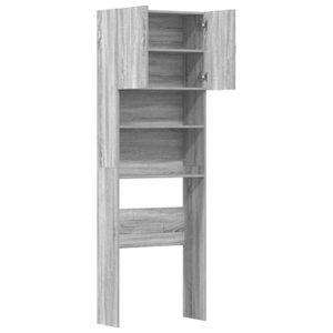 Meuble caisson pour ranger machine à laver et sèche-linge en gris béton