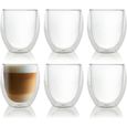 Coffret de 6 Tasse à café/Expresso/Espresso en Verre , Set/Tasses à café Double paroi, Tasse Expresso Originale - 25 cl.-0