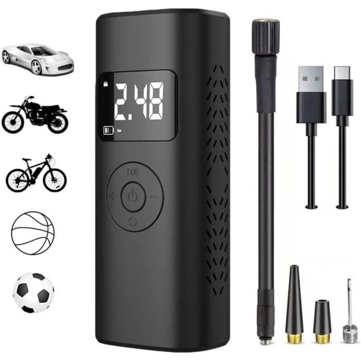 Compresseur Air Portable 4000mAh - Gonfleur Pneus 150 PSI Avec Écran Digital
