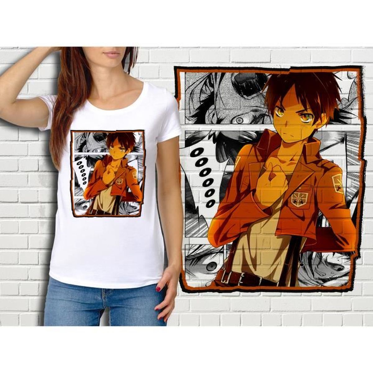 T-SHIRT BLANC FEMME COLLECTION MANGA L'ATTAQUE DES TITANS ATTACK ON TITAN  SHINGEKI NO KYOJIN 325 Blanc - Cdiscount Prêt-à-Porter