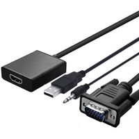 Adaptateur VGA vers HDMI avec audio, adaptateur VGA vers HDMI 1080P Câble mâle vers femelle pour ordinateur, ordinateur de bu[L685]