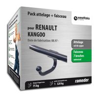 Attelage pour Renault KANGOO - 06/05-12/99 - col de cygne - Westfalia - Faiseau universel 7 broches