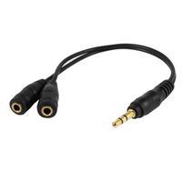 noir 23 cm 3,5 mm fiche male doubler cable audio stereo adaptateur de connecteur femelle Jack