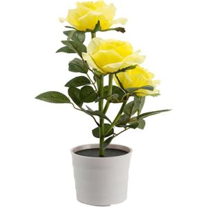 POT LUMINEUX Pot De Fleurs Solaire En Forme De Fleur De Rose - Lumière Led - Lampes Solaires En Plein Air - Rose Artificielle