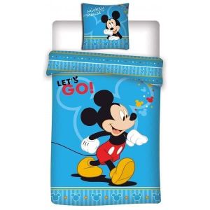 HOUSSE DE COUETTE ET TAIES Disney Mickey - Housse de Couette - 1-personne - 140x200 cm + 1 taie d'oreiller 63x63 cm - Bleu