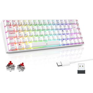 60% Ensemble clavier et souris de jeu sans fil compact noir mélangé blanc  keycaps 3800mAh Type-c Rechargeable RGB Illuminer clavier Mécanique Sentir